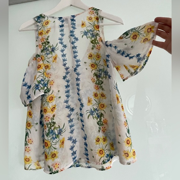 EUC Show Me Your MuMu Women’s Off Shoulder Floral Print V Neck Flowy Blouse XS - Picture 5 of 7